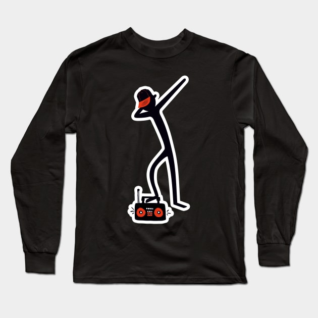 Dabbing Stick Figure - Basecap Music Radio Long Sleeve T-Shirt by EDDArt